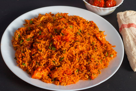 delicious Chinese food Schezwan non-veg fried rice.の写真素材
