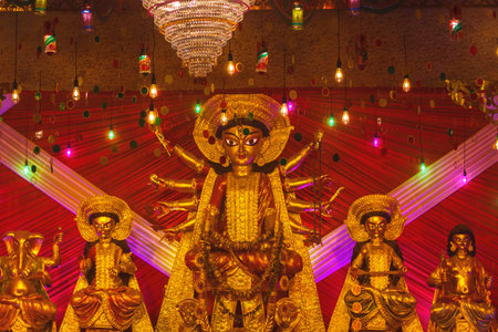 Statue of Guan Yin in a temple, closeup of photo