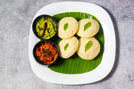Rava Laddu or Semolina Laddoo or Semolina Laddoo served with green chutneyの写真素材