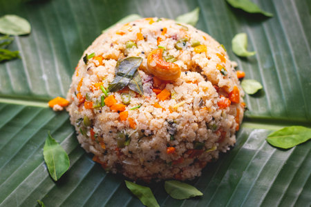 Famous South Indian healthy breakfast "Suji Upma".の写真素材