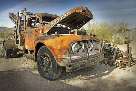 An old truck in Gold Field Ghost town in Arizona USAの写真素材