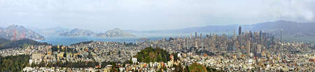 Panoramic View of SFO City Skyline from Twin Peaks California, USAの写真素材