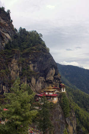 Taktshang Goemba(Tigers Nest Monastery), Bhutan, in a mountain cliffの写真素材