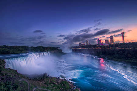 Sunset over Niagara Falls And American Falls, New York State, USAのeditorial素材
