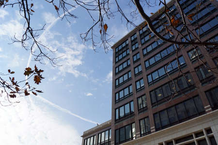 Skyscrapers and buildings of Canary Wharf in Londonのeditorial素材