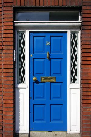 Blue Georgian Door, Dublin, Irelandの写真素材