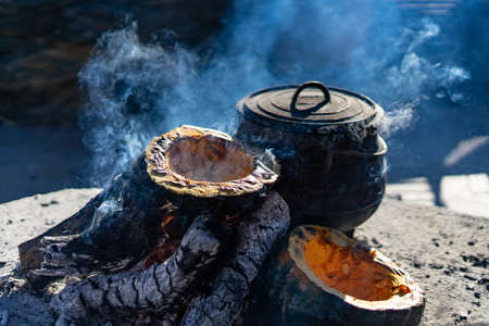 Argentine grilled barbecue on the woodsの写真素材