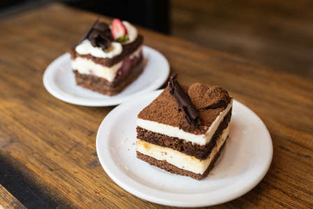 black forest cake and tiramisuの写真素材