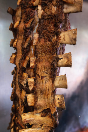 Argentine beef ribs slowly cooking to the flames