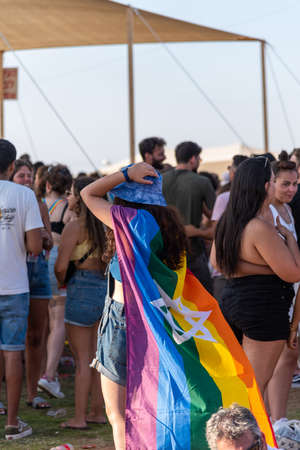 Tel Aviv, Israel - June 25, 2021: 23rd annual Tel Aviv Pride Week. Festival eventのeditorial素材