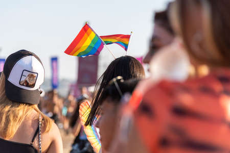 Tel Aviv, Israel - June 25, 2021: 23rd annual Tel Aviv Pride Week. Festival eventのeditorial素材
