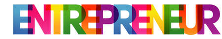 ENTREPRENEUR word vector illustration. Colored rainbow text. Vector banner. Corporate concept. Gradient Text. Transparency Letters.のイラスト素材