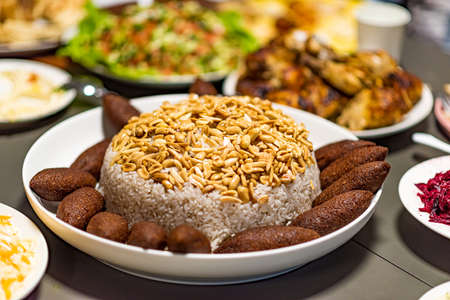 Maqluba, Pilaf, Kibbeh, KUBBEH. Traditional Arab and Turkish cuisine. Very Popular On the Middle Eastの写真素材