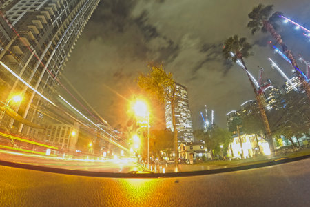 urban traffic road with cityscape in Tel Aviv, Israel.