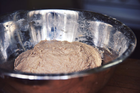 A close up of a stainless steel bowl