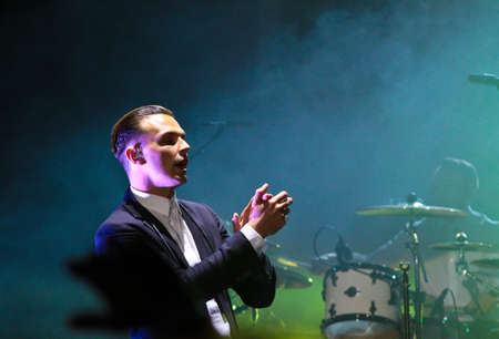 MINSK, BELARUS - JULY 2  Group HURTS performs on MOST Festival 2013 July 2, 2013 in Minsk, Belarusのeditorial素材