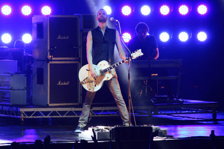 MINSK, BELARUS - SEPT 22  Rock band Placebo and Brian Molko in concert at the Sport Palace on...