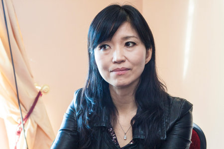 MINSK, BELARUS - March 27, 2013  Keiko Matsui gives interview before her performance in Minsk on March 27, 2013のeditorial素材