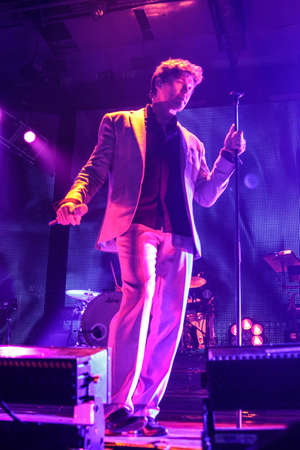 MINSK, BELARUS NOVEMBER 6, 2010   A-ha  band  Morten Harket, Paul Waaktaar-Savoy, Magne Furuholmen  performs during the live concert in Minsk on November 6, 2010のeditorial素材