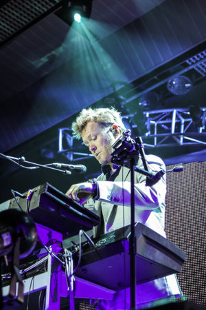 MINSK, BELARUS NOVEMBER 6, 2010   A-ha  band  Morten Harket, Paul Waaktaar-Savoy, Magne Furuholmen  performs during the live concert in Minsk on November 6, 2010のeditorial素材