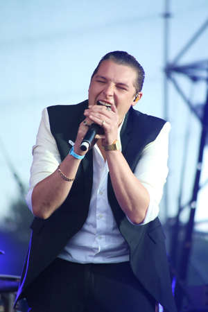 MINSK, BELARUS - JULY 03: John Newman performs at \'Most festival\' on July 3, 2014 in Milnsk, Belarusのeditorial素材