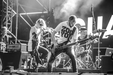 MINSK, BELARUS - JULY 3: Sandra Nasic and Guano Apes rock band perform during Most festival on...