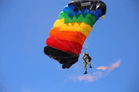 Vitebsk, Belarus - August 2, 2015: paratrooper during the celebration of the Paratroopers VDV Day on August 2, 2015 in Vitebskのeditorial素材