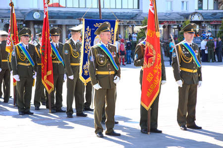 Vitebsk, Belarus - August 2, 2015: Belarus army soldiers during the celebration of the Paratroopers VDV Day on August 2, 2015 in Vitebskのeditorial素材