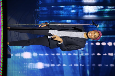 VITEBSK, BELARUS - JULY 18: French singer Imany (Nadia Mladjao) performs during the 25th Slavyansky Bazar Festival on July 18, 2016 in Vitebsk, Belarusのeditorial素材
