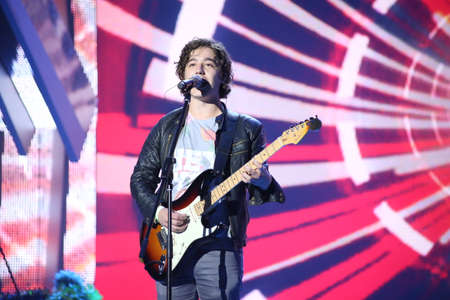 VITEBSK, BELARUS - JULY 17: Dutch pop singer Janieck Devy performs during the 25th Slavyansky Bazar Festival on July 17, 2016 in Vitebsk, Belarusのeditorial素材