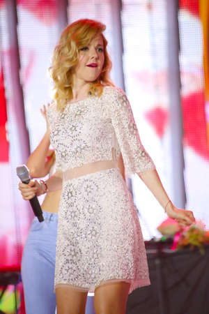 VITEBSK, BELARUS - JULY 17: Russian pop singer Yulianna Karaulova performs during the 25th Slavyansky Bazar Festival on July 17, 2016 in Vitebsk, Belarusのeditorial素材