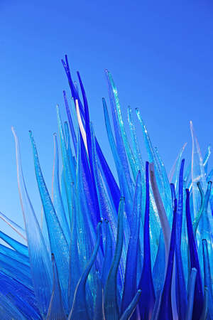 Famous Blue Glass Sculpture Display by Simone Cenedes in Murano Island located in the Venetian Lagunaの写真素材