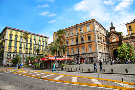 NAPLES, ITALY - October 9, 2016: Naples sunny street view. Italy, Europeのeditorial素材
