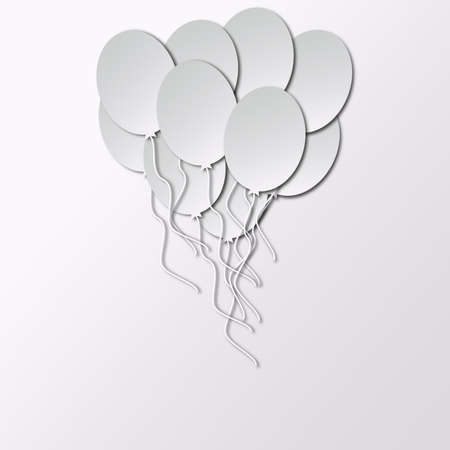 Template for Happy Birthday Greeting Card with white balloonsの写真素材