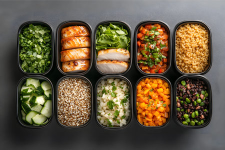 Lunch that include proteins, complex carbs, and vegetables
