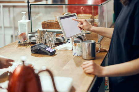 Barista taking order from customer cafe. Concept of cafe and coffee shop small business