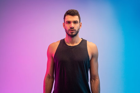 Confident european young man portrait in studio