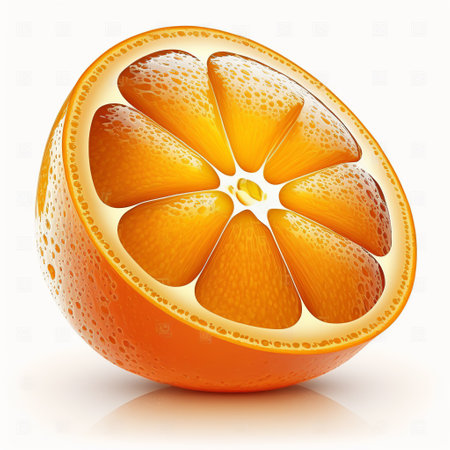 half of orange on a white background. 3d vector illustration.の素材