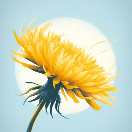Dandelion on the background of the full moon.の素材