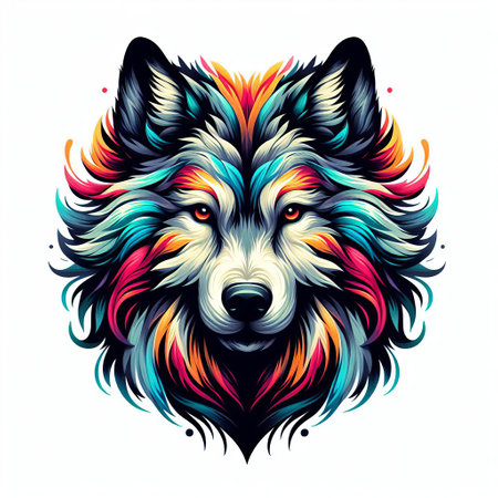 Wolf head vector illustration. Design for t-shirt and other uses.の素材
