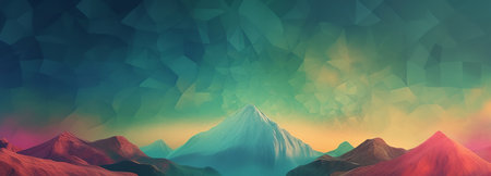 Mountain landscape panorama. 3D illustration. Natural background.の素材