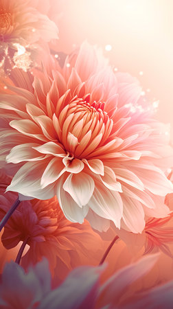 Close up of dahlia flower in soft color and blur styleの素材