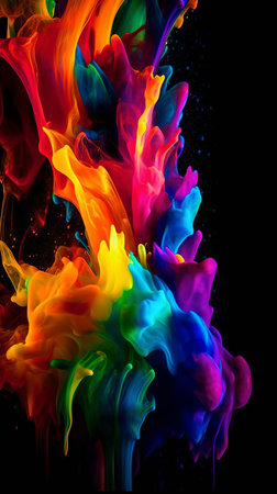 Colorful ink in water on a black background. Abstract background.の素材