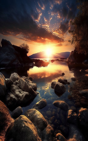 Beautiful sunset over the sea. Nature composition wallpaperの素材