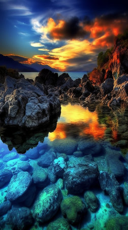 Beautiful seascape. Composition of nature. Beautiful nature wallpaperの素材