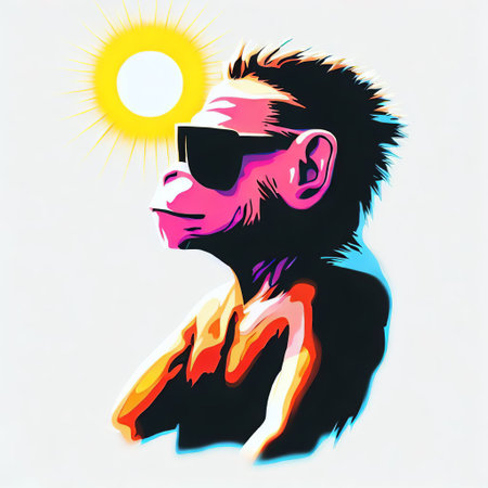 Monkey with sunglasses on white background. Vector illustration.の素材