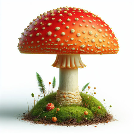 Fly agaric mushroom isolated on white background.の素材
