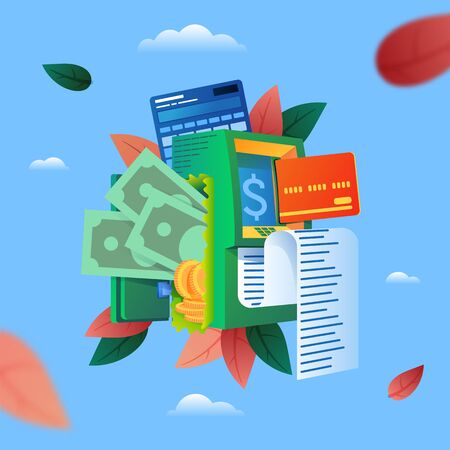 Payment terminal. Plastic credit debit card bank.のイラスト素材