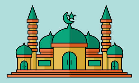 Vector illustration of a mosque in calm colorsのイラスト素材
