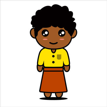 African child vector cartoon characterのイラスト素材